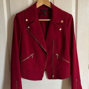Cropped red jacket with gold tone detail size 4 WHBM